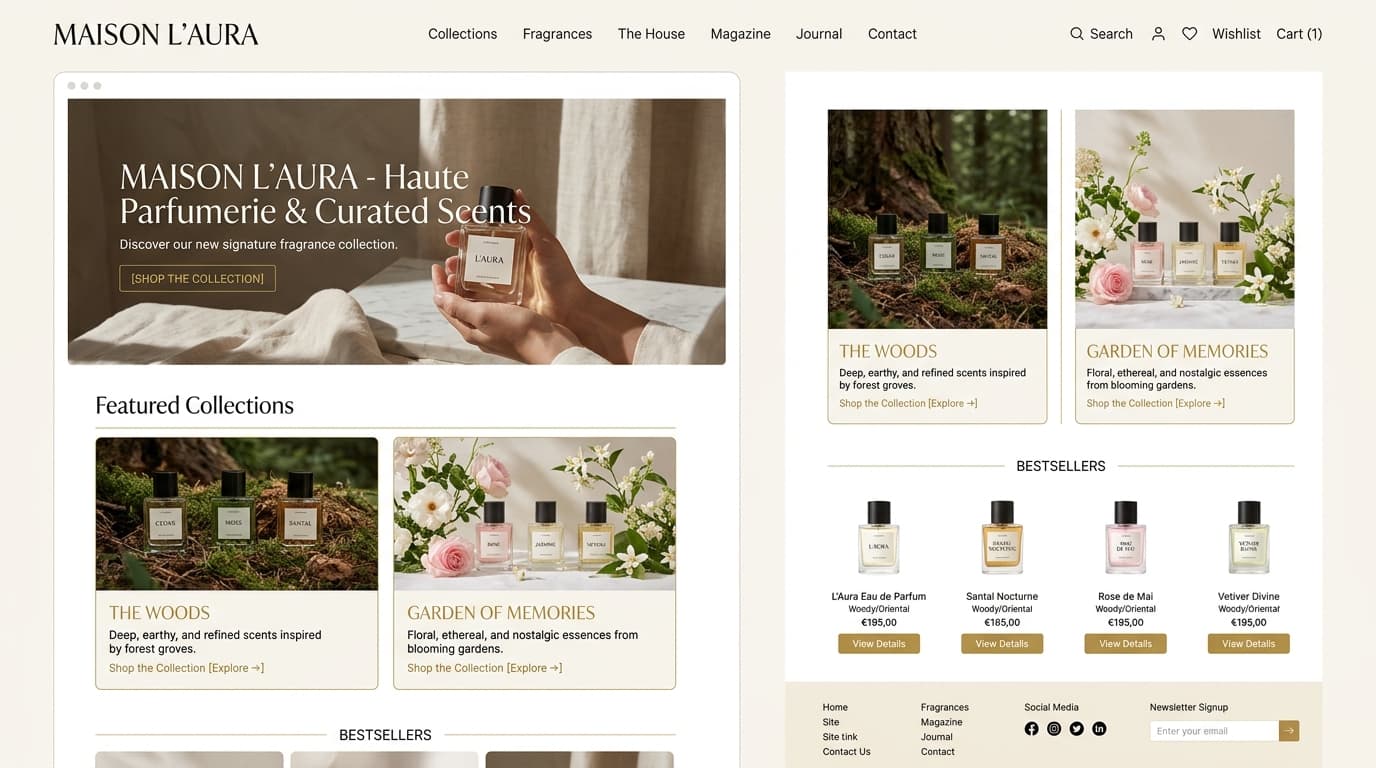 Tampilan Boutique E-commerce Maison L'Aura Haute Parfumerie