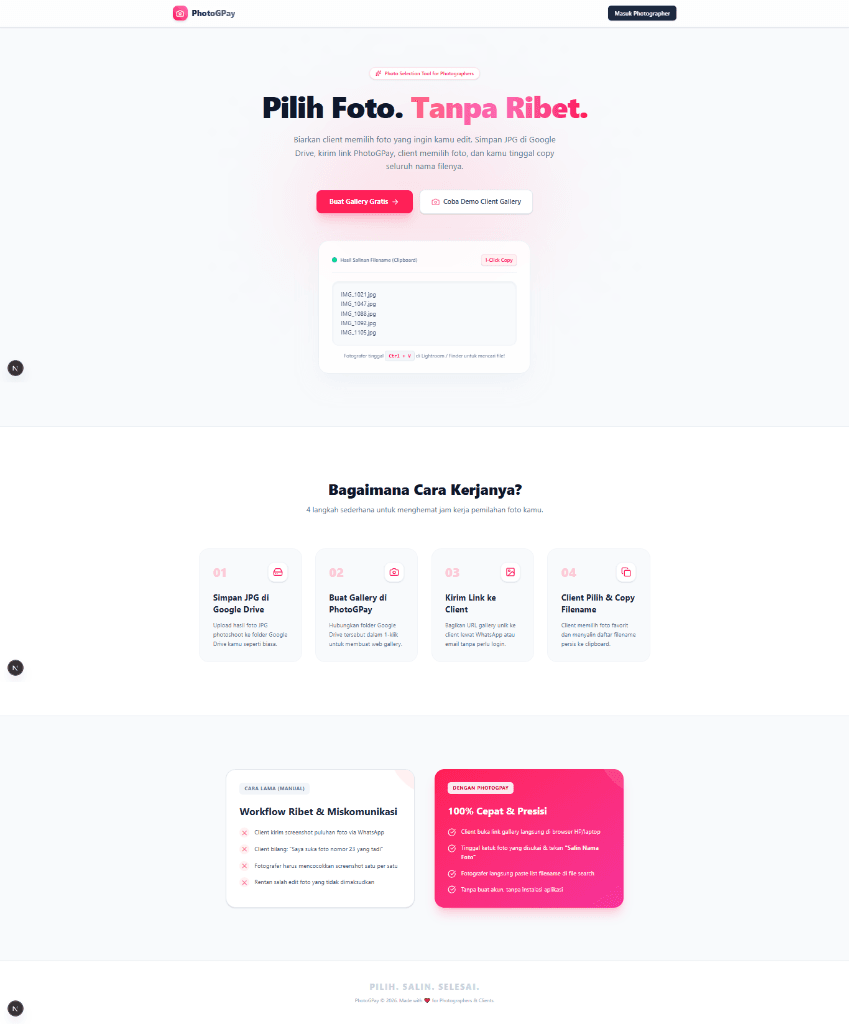 Antarmuka PhotoGPay - Photo Selection Tool for Photographers